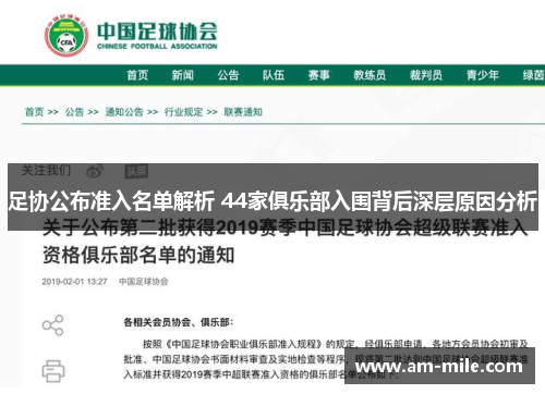 足协公布准入名单解析 44家俱乐部入围背后深层原因分析 足协公布准入名单解析 44家俱乐部入围背后深层原因分析