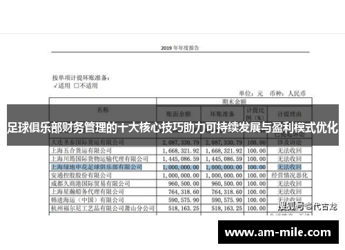 足球俱乐部财务管理的十大核心技巧助力可持续发展与盈利模式优化 足球俱乐部财务管理的十大核心技巧助力可持续发展与盈利模式优化